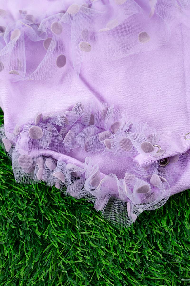 PURPLE POLKA DOT SHEER MATERIAL BABY ONESIE. RPG25143007 AMY