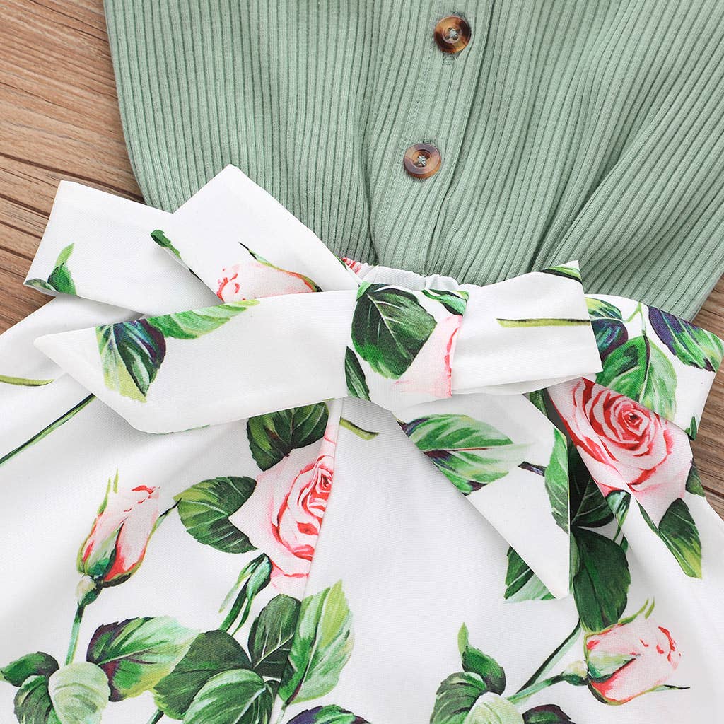 Baby / Toddler Girl Bowknot Floral Jumpsuit