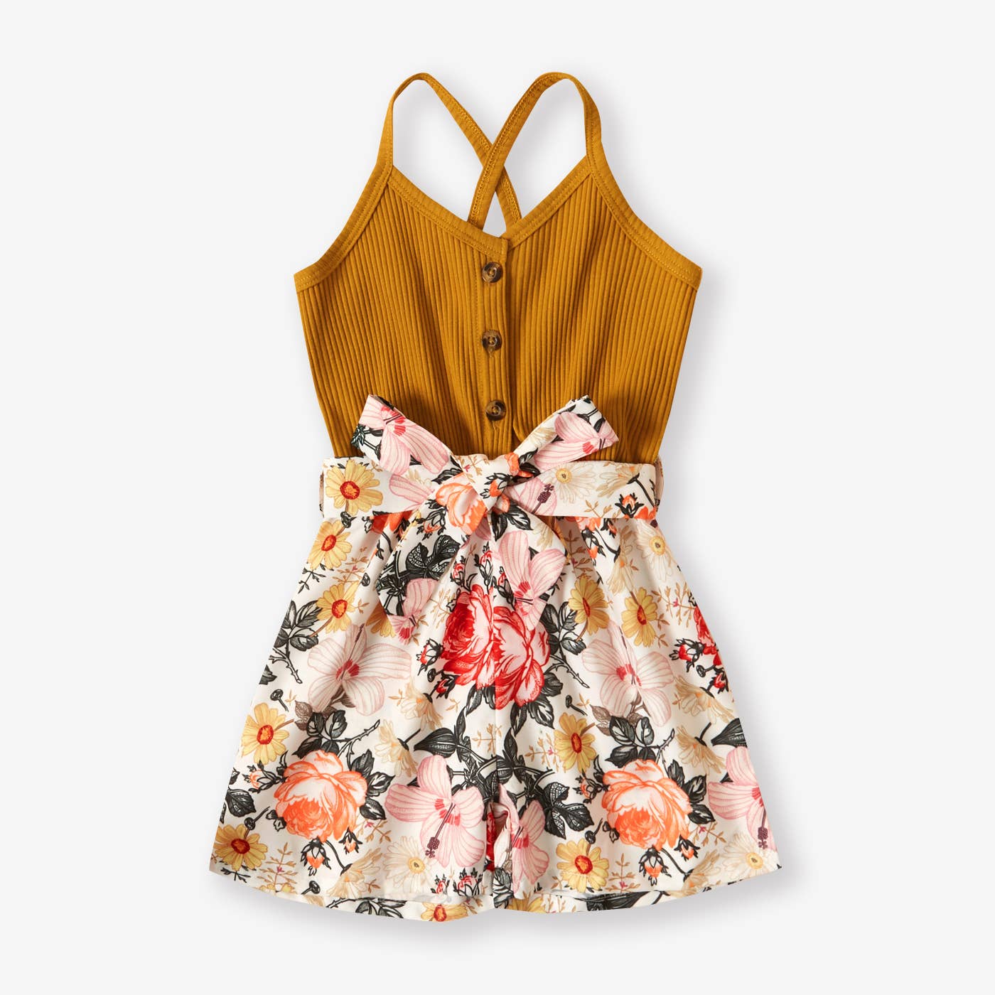 Baby / Toddler Girl Bowknot Floral Jumpsuit