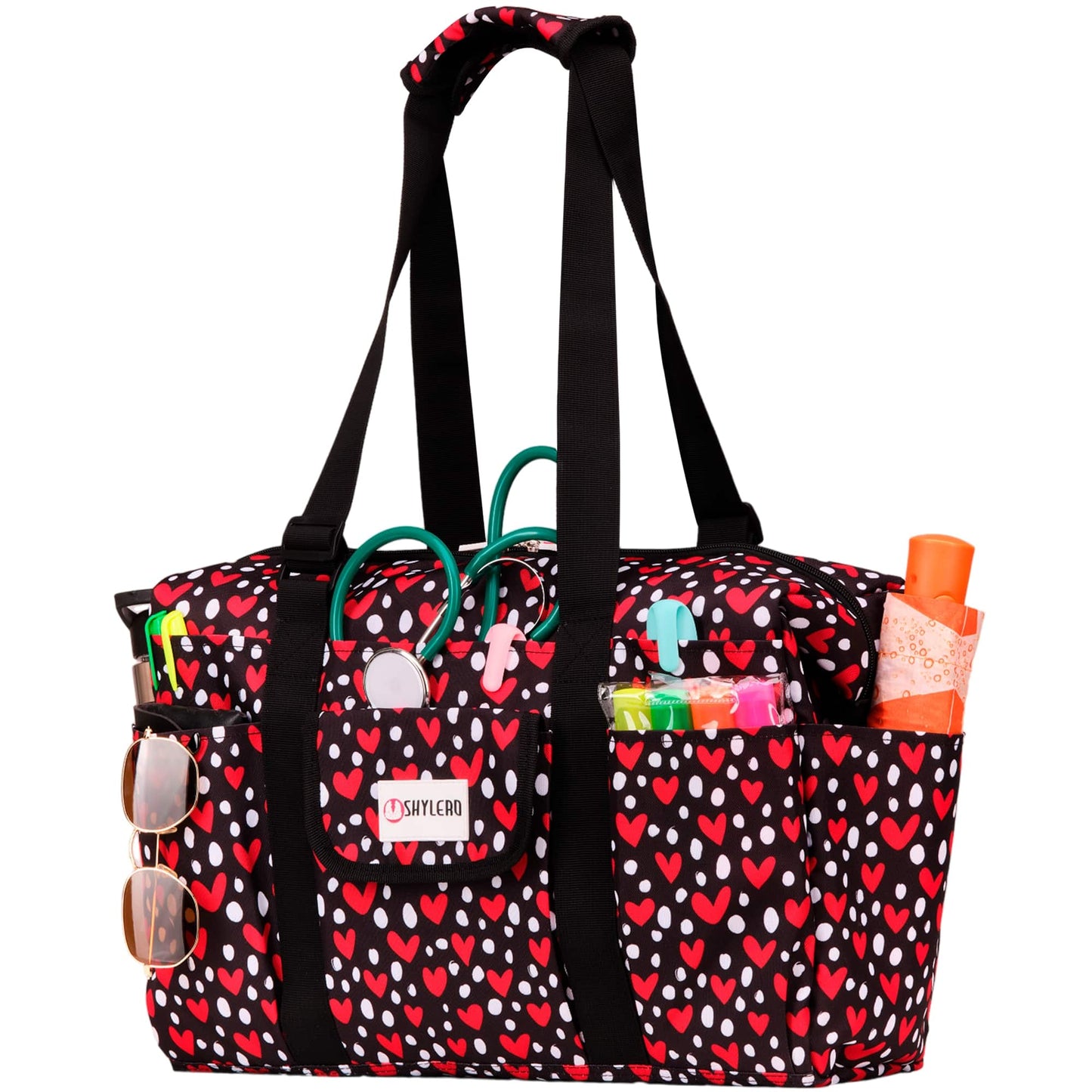 Nurse Bag and Utility Tote | Waterproof | Red Hearts