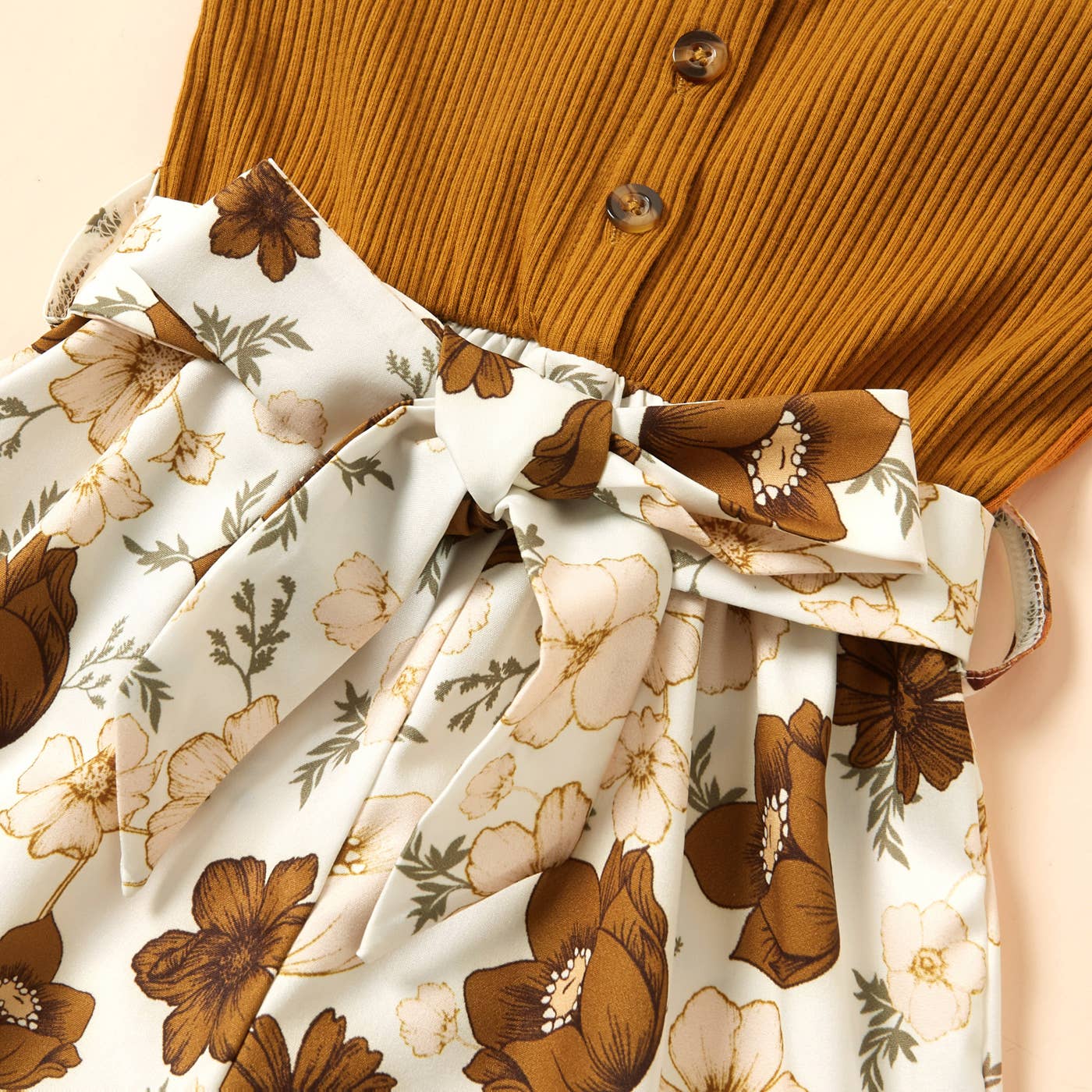 Baby / Toddler Girl Bowknot Floral Jumpsuit