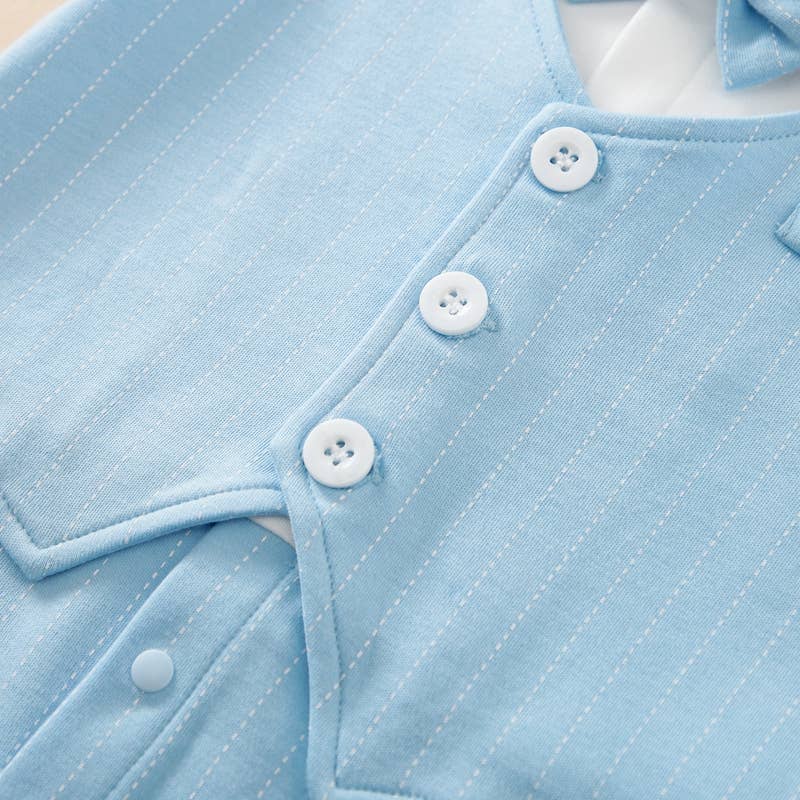 Baby Boy Gentleman Bow tie Striped Jumpsuit