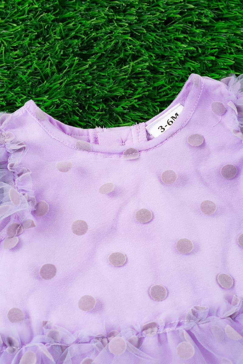 PURPLE POLKA DOT SHEER MATERIAL BABY ONESIE. RPG25143007 AMY