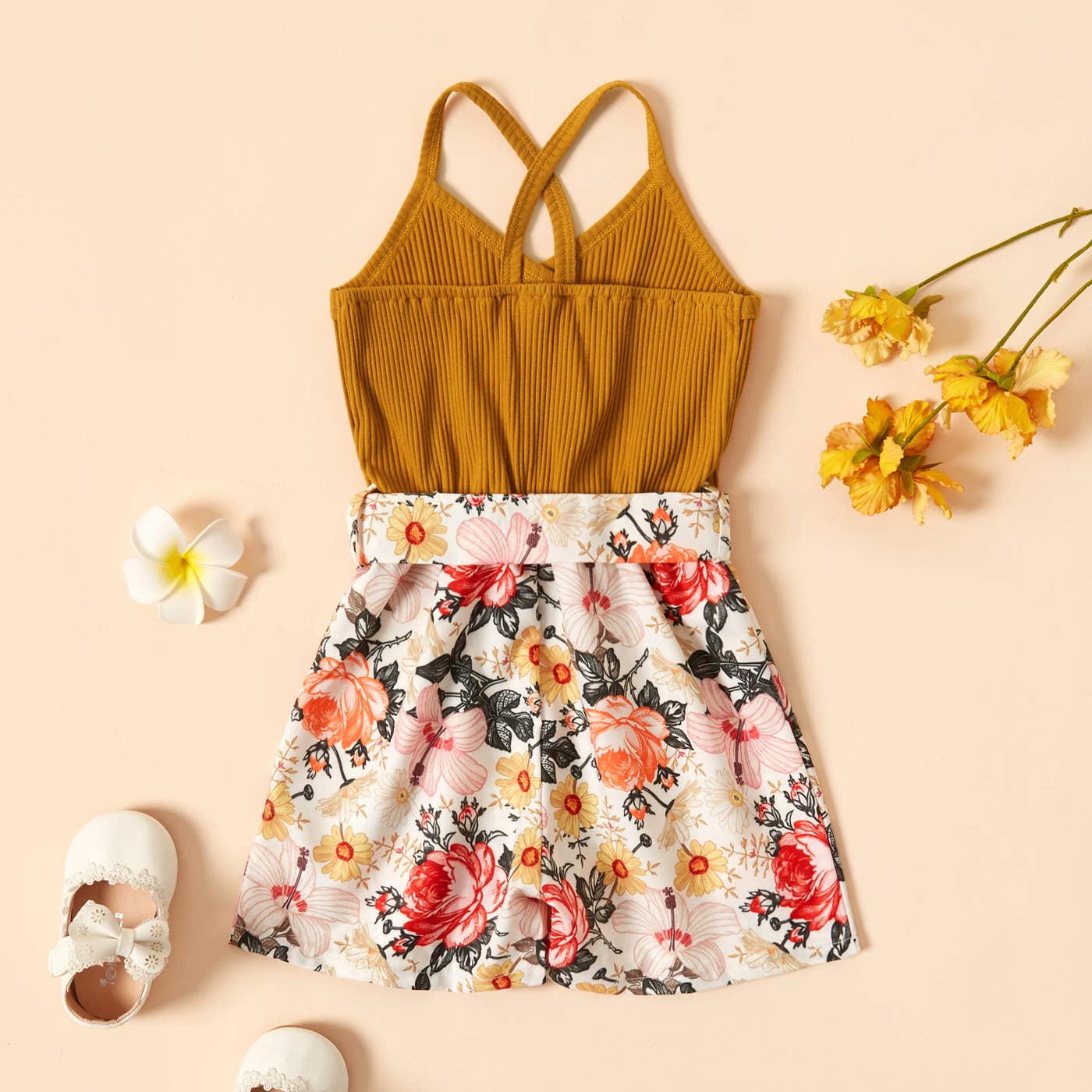 Baby / Toddler Girl Bowknot Floral Jumpsuit