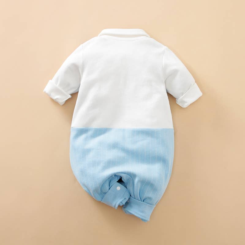 Baby Boy Gentleman Bow tie Striped Jumpsuit