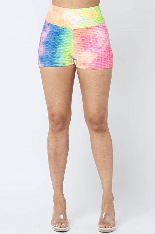 Honeycomb Jacquard Tie Dye Shorts: Multi