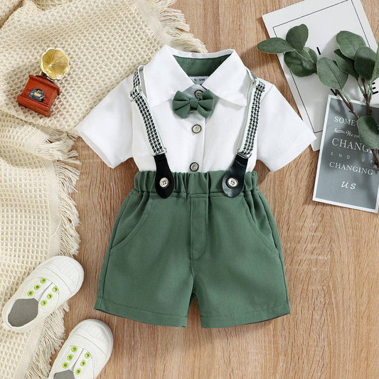 Baby Boy Party Outfit Gentle Bow Tie Shirt Shorts Set