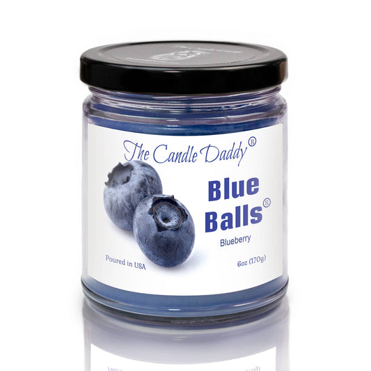 TWO BLUE BALLS - BLUEBERRY SCENTED - 6 OZ AR CANDLE funny